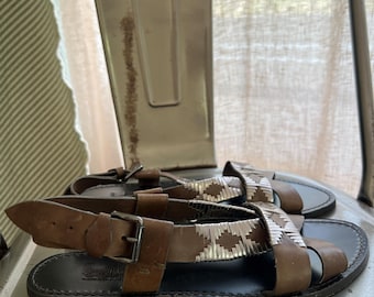 Vintage Leder Gladiator Sandalen Braun gewebtes Detail Belle Sigerson Morrison Größe 7