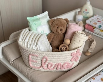 Cestino portaoggetti per neonati, cesto per fasciatoio,camerette personalizzato con nome , regalo per baby shower, set regalo per neonato,