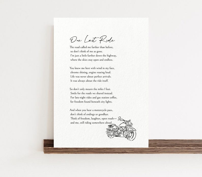 Funeral Poem for Motorcycle Riders | Celebration of Life Poem | Biker ...
