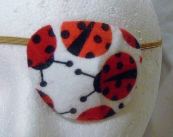 Child's handmade eye patch/ LADYBUG theme/ whimsical/ eye care/ vision aid/ blind eye aid/ ocular aid/ eye treatment/ 100% cotton