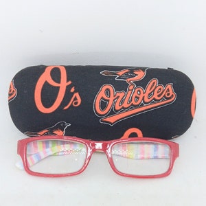 Adult unisex handmade hard eyeglass case/BALTIMORE ORIOLES theme/vision accessory/ health & beauty/bag or purse item/ ocular aid/adult gift imagem 1