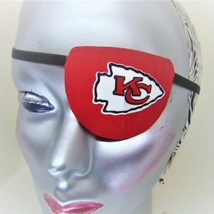 Unisex handmade fashion eye patches/ KANSAS CITY CHIEFS/ vision care/cataract aid/Chiefs fan item/ eye care/pink eye aid/2 styles