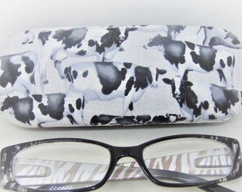 Adult unisex handmade hard eyeglass case "FARM COW"/ vision accessory/ bag or purse item/ eye wear aid/ jazzy design