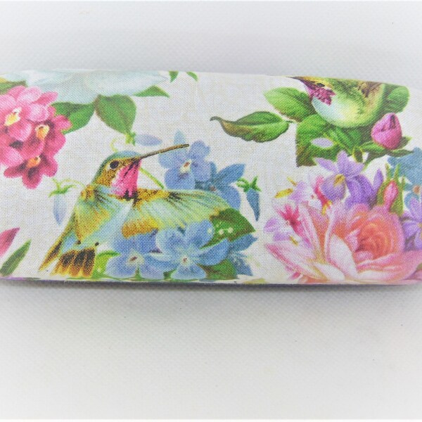 Woman's handmade hard eyeglass case "HUMMINGBIRDS"/ deeper case than regular one/ accessory case/ ocular case/ vision accessory 2 styles