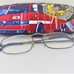 Unisex handmade hard eyeglass case/ FIREFIGHTER'S THEME/vision accessory/bag & purse accessory/ high fashion/health beauty/ 2 STYLES