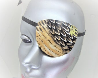 Handmade eye patch "OWL FEATHERS"/ vision accessory/ cataract aid/ eye care/ health & beauty/ AVIAN theme