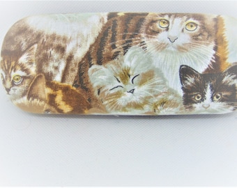 Unisex handmade hard eyeglass cases/ "CUTESY CATS / vision accessory/ vision accessory for the cat lover/