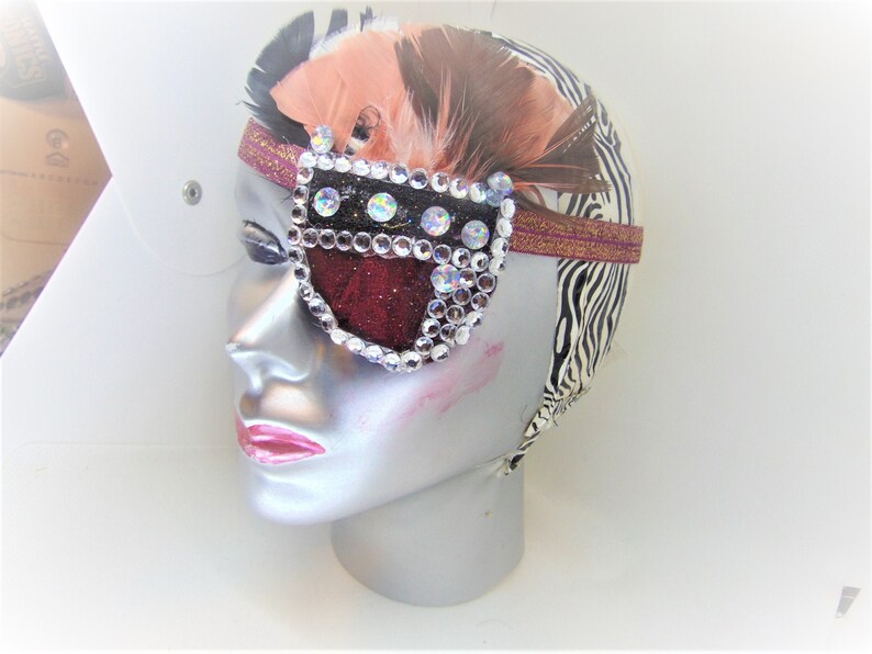 feather haute couture eye care cataract aid ONLY 1 Fashion eye patch SONG of HIAWATHAhandmade tulle fabric gemstones
