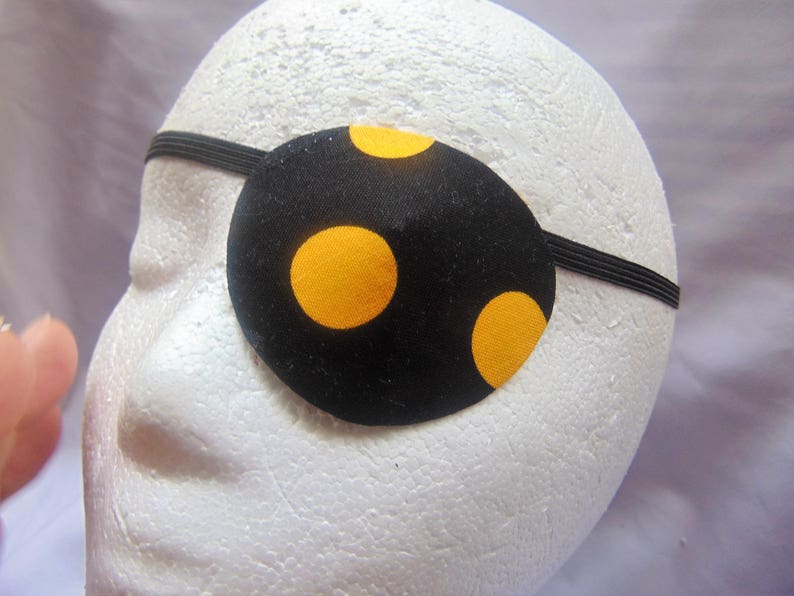 Woman's handmade eye patch Yellow Polka Dots/ Etsy