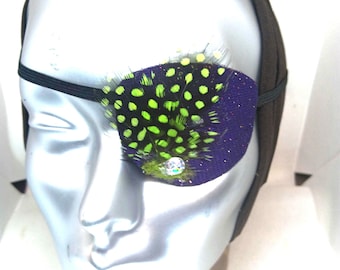 Sparkling Fabric Eye Patch, Feather Gemstone Fashion Accessory fashion fancy unisex unique proSEOhq