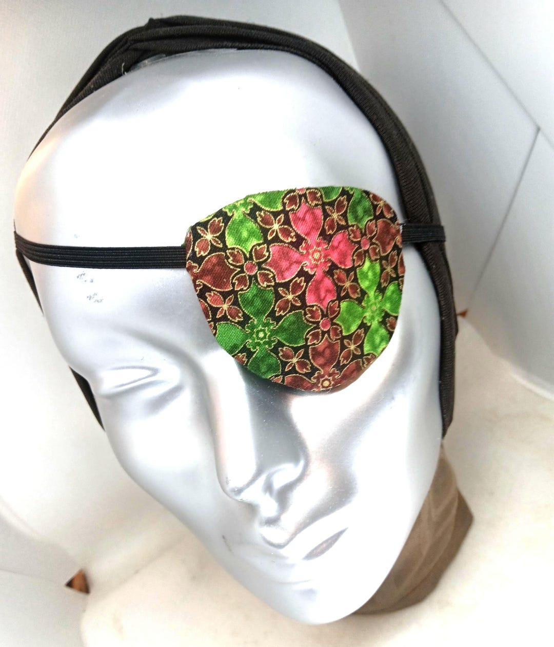 Eye Patch Container Pinterst Handmade Floral Eye Patch, Stained Glass Print Cotton Fabric, Fashion ...