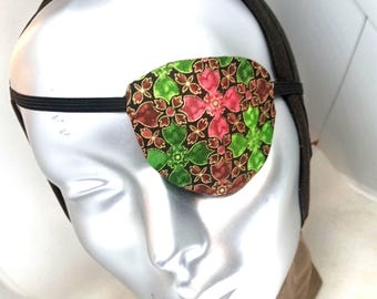 Handgemachte Blumen Augenklappe, Stained Glass Print Baumwollstoff, Mode-Accessoire Augenklappe niedliches proSEOhq