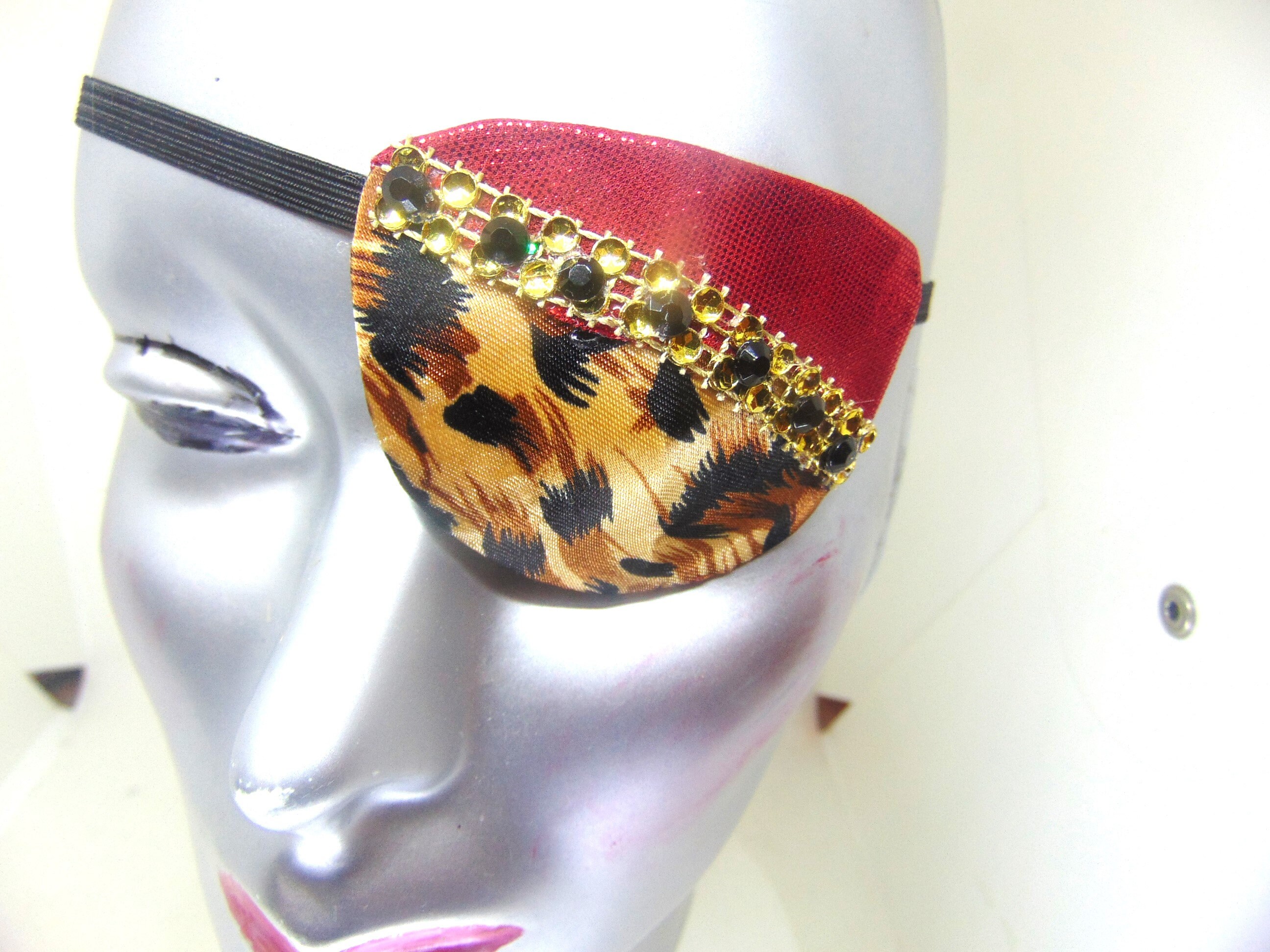 Round Lab Eye Patch Handmade Animal Print Eye Patch With Rhinestones, Fashion Accessory - Etsy