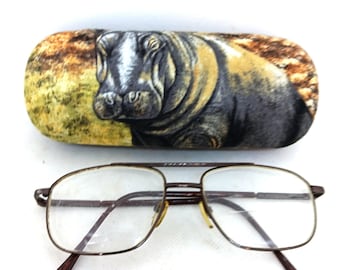 Unisex Hard Eyeglass Case, FIERCE HIPPO Design, Durable optics vision ocular proSEOhq