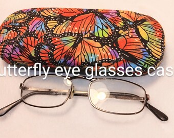 Adult unisex handmade hard eyeglass cases, "BUTTERFLIES"/ vision accessory/health & beauty/bag or purse item/accessory case