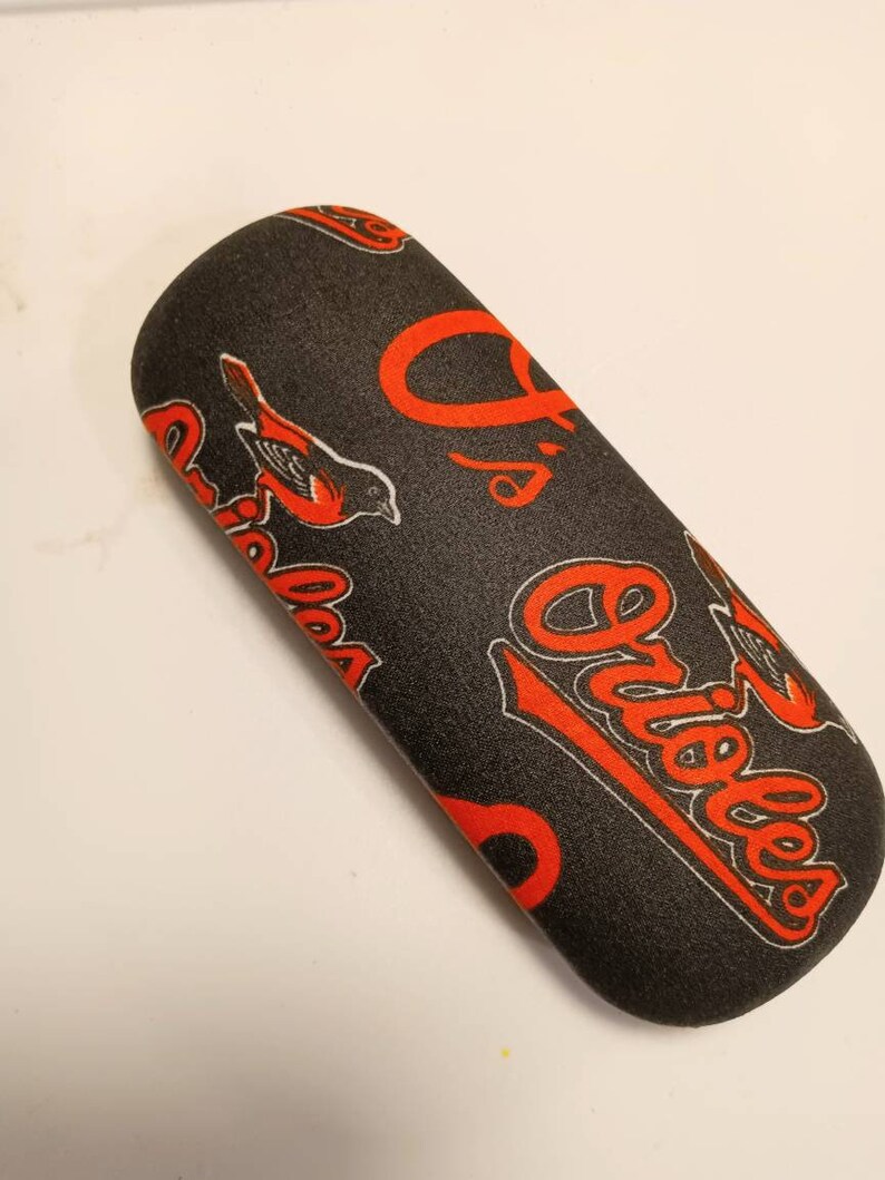 Adult unisex handmade hard eyeglass case/BALTIMORE ORIOLES theme/vision accessory/ health & beauty/bag or purse item/ ocular aid/adult gift image 2