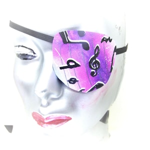 Unisex handmade eye patches, &quot;MUSICAL NOTES&quot;/ fashion eye patch/ designer eye patch/ vision aid/ cataract aid/2 STYLES