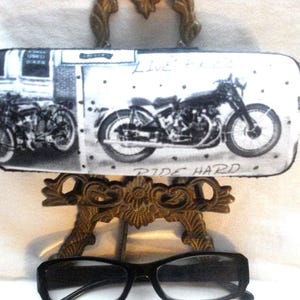 Adult unisex handmade hard eyeglass cases with a MOTORCYCLE THEME -eyeglass accessory, vision aide, vision gift item