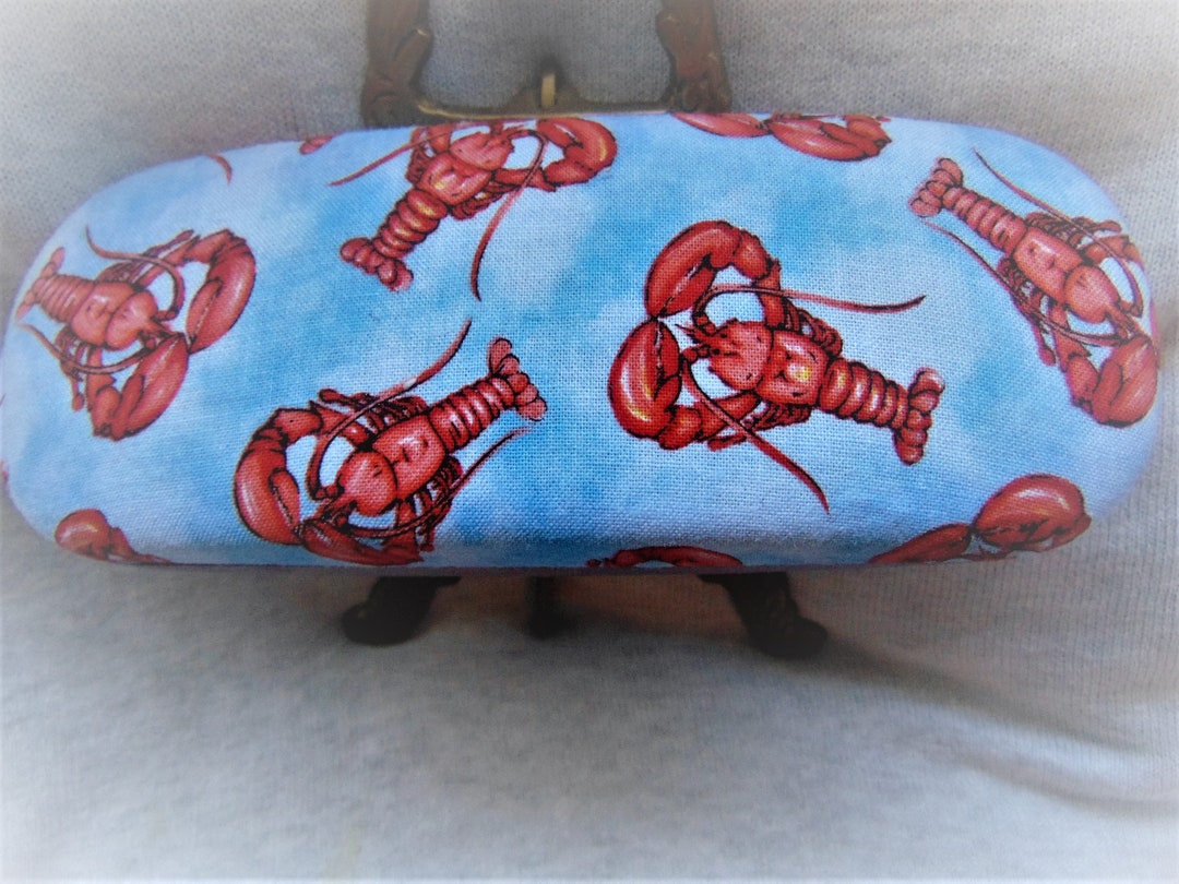 Adult Unisex Handmade Hard Eyeglass Case/ Lobster Theme/ Etsy