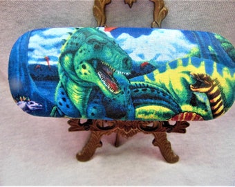 Adult unisex handmade hard eyeglass cases/DINO theme -3 styles/vision accessory/health & beauty/bag or purse/eye wear aid/accessory case