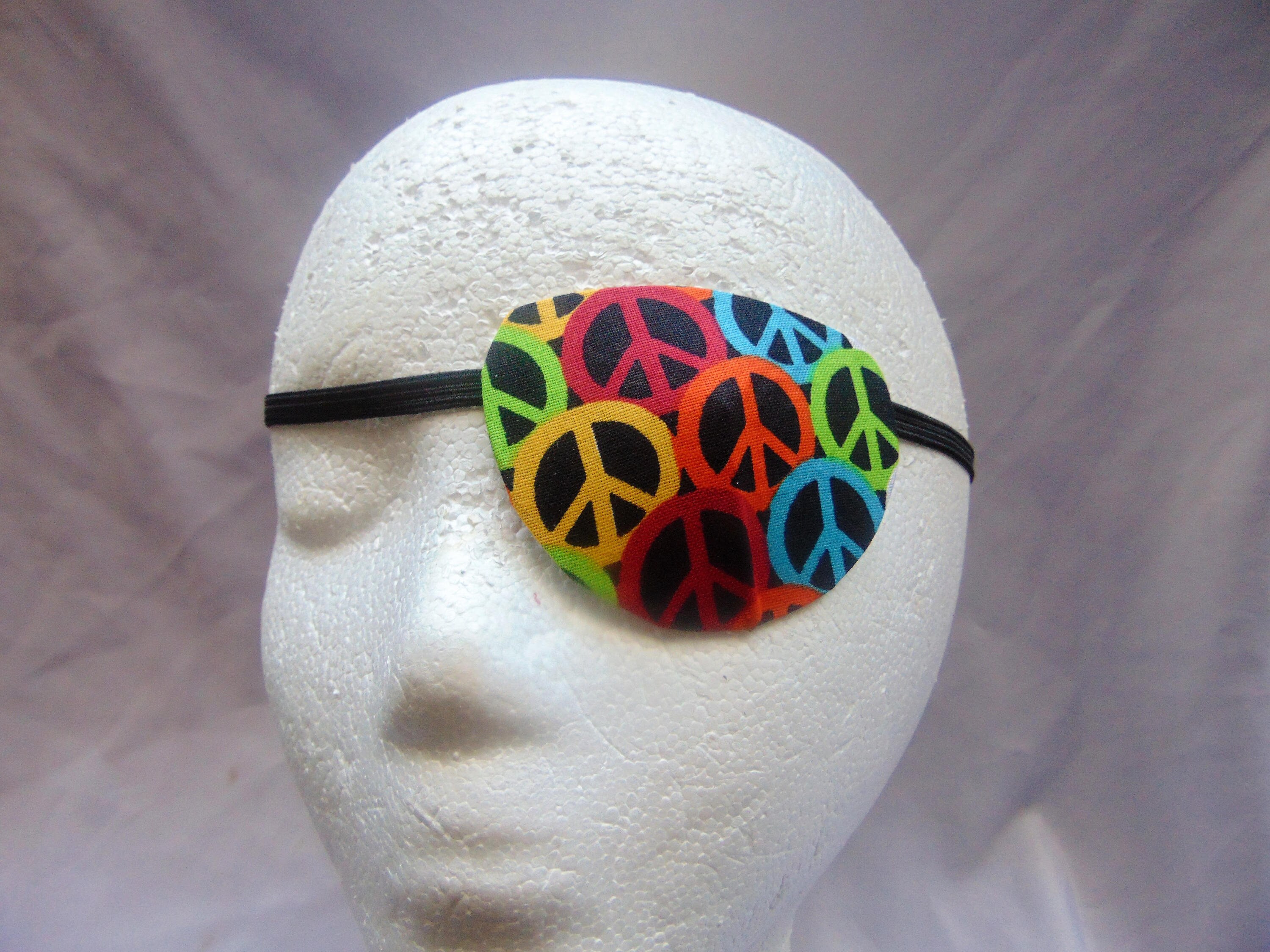 Handmade adult unisex rainbow color eye patch with peace | Etsy