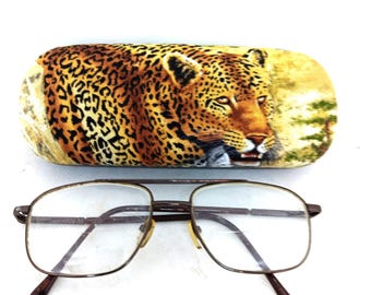Jaguar Print Hard Eyeglass Case, Vivid Colors, Eyeglass Protection, Handmade Accessory