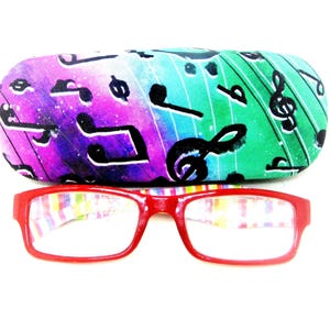 Unisex handmade hard eyeglass case, &quot;MUSICAL TONES&quot;/ vision accessory/ jazzy styling/ durable case