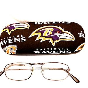 Adult unisex handmade hard eyeglass case with a BALTIMORE RAVENS theme/bags &purses/sunglasses/health beauty/ sport glasses cases/