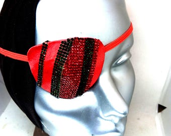 Handmade Charmeuse Eye Patch with Rhinestones, Fashion Vision Aid