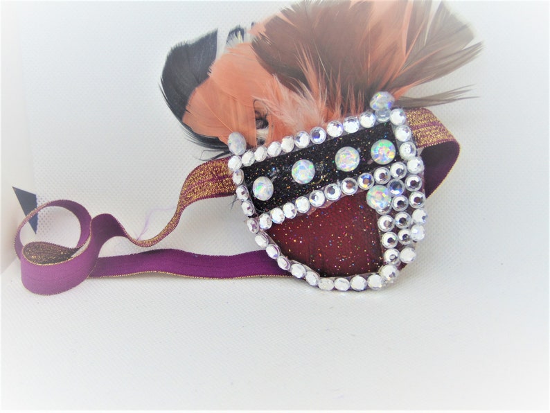feather haute couture eye care cataract aid ONLY 1 Fashion eye patch SONG of HIAWATHAhandmade tulle fabric gemstones