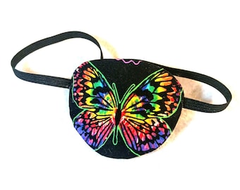 Woman&#39;s handmade eye patch, &quot;COLORFUL BUTTERFLIES&quot;/ medical eye patch/fashion eye patch/ vision aid/cataract aid/2 style