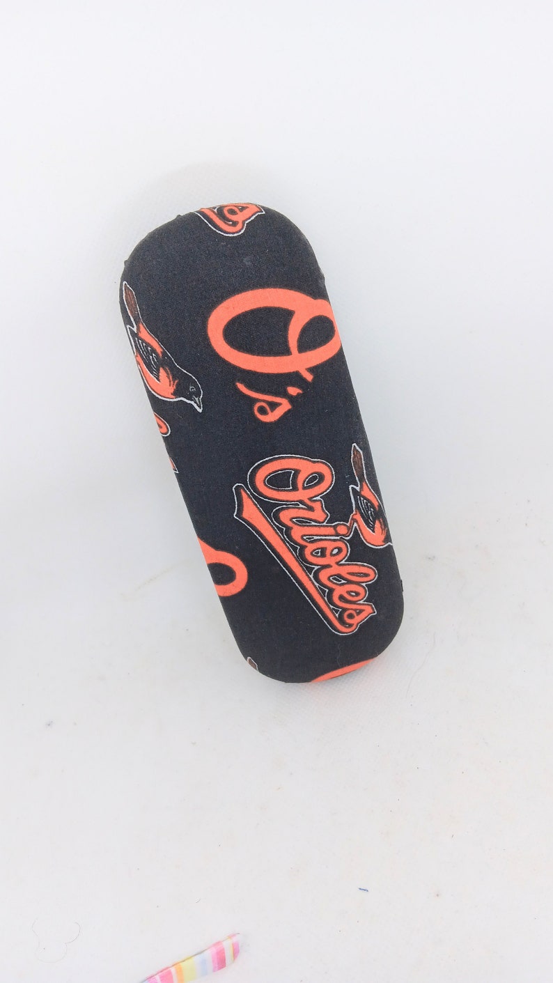 Adult unisex handmade hard eyeglass case/BALTIMORE ORIOLES theme/vision accessory/ health & beauty/bag or purse item/ ocular aid/adult gift image 3