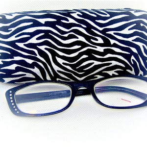 Genuine Leather Hair-On Zebra Print Eyeglasses Case, Sunglasses Pouch, Soft Furry Zebra Print Leather Soft Eye Glasses or Sunglasses  main image 3