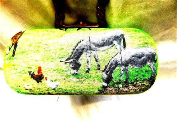 Handmade Eyeglass Case, Grazing Donkeys Print, Unisex fashion fancy unique designs man's woman's proSEOhq