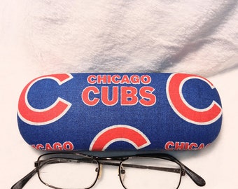 Adult unisex handmade hard eyeglass case/CHICAGO CUBS theme/vision accessory/health & beauty/bag or purse item/vision art/