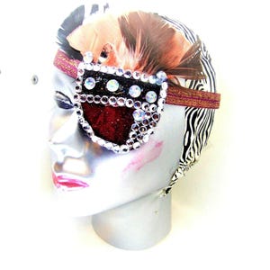 Fashion eye patch &quot;SONG of HIAWATHA&quot;/handmade:eye patch tulle fabric, gemstones, feather/ haute couture/ eye care/ designer eyepatch/ ONLY 1