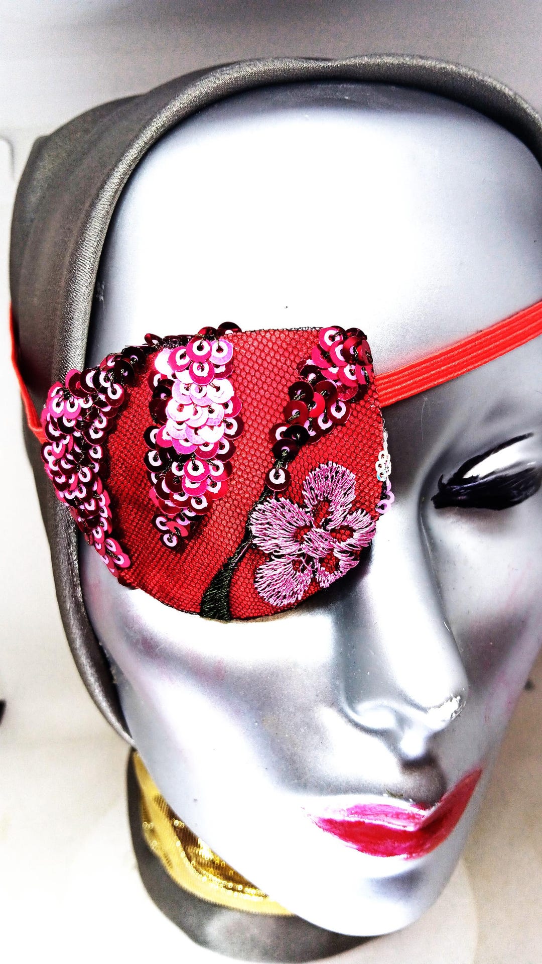 Eye Patch Container Pinterst Make a Splash/ Elegant Handmade Eye Patch/ SASSY Scarlet/ Haute Couture ...
