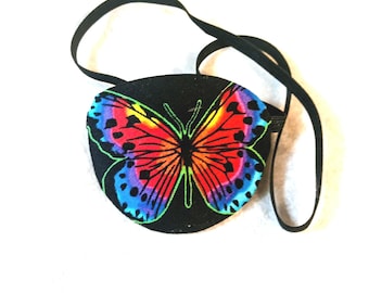Woman&#39;s handmade eye patch, &quot;COLORFUL BUTTERFLIES&quot;/ medical eye patch/fashion eye patch/ vision aid/cataract aid/2 style