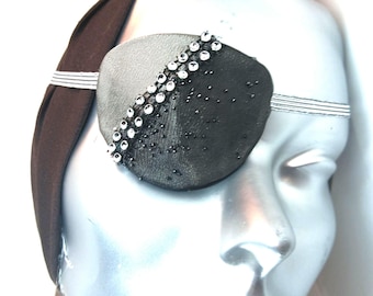 Handmade Eye Patch "THE TEMPEST", Rhinestone Vision Accessory, Charmeuse Organza Fabric optical accessories fashion proSEOhq