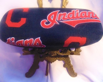 Adult unisex handmade hard eyeglass case/ CLEVELAND INDIANS theme/ vision accessory/ health & beauty/ bag or purse item/ vision art/ gift