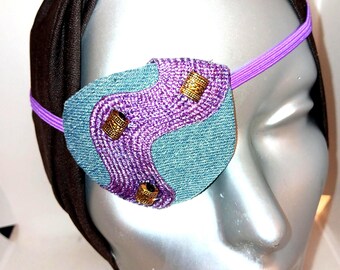 Embroidered Denim Eye Patch, Steampunk Fashion Accessory, Felt Lined Comfort, Unisex Designs proSEOhq