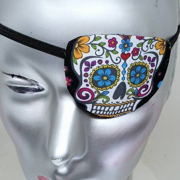 Unisex handmade eye patch/"PSYCHEDELIC SKULL" /health & beauty/ eye care/ vision care/ cataract aid/ blind eye aid/ ocular aid