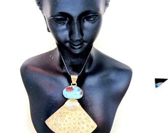 Hand Carved Radiolaria Larimar Sterling Silver Pendant Necklace, Adjustable Leather Cord proSEOhq