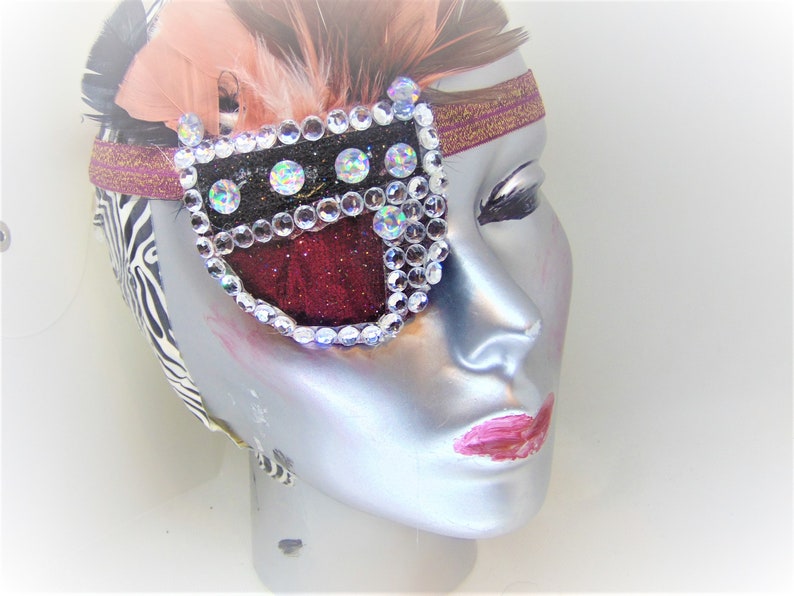 feather haute couture eye care cataract aid ONLY 1 Fashion eye patch SONG of HIAWATHAhandmade tulle fabric gemstones