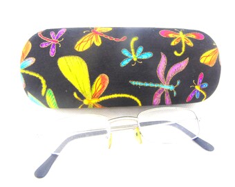 Handmade Hard Eyeglass Case: DAINTY DRAGONFLY Design/ unisex fashion accessory/ 3 STYLES proSEOhq