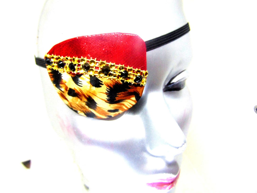 Round Lab Eye Patch Handmade Animal Print Eye Patch With Rhinestones, Fashion Accessory - Etsy