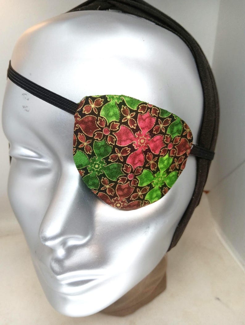 Eye Patch Container Pinterst Handmade Floral Eye Patch, Stained Glass Print Cotton Fabric, Fashion ...