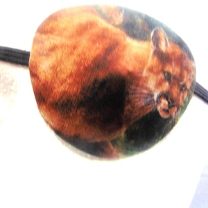 Adult Men&#39;s handmade eye patch/ PUMA theme/ Mountain Lion motif/ vision aid/ health & beauty/ cataract aid/ ocular aid/ ocular gift/ artsy