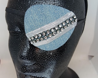 Denim Rhinestone Eye Patch - "JEZEBEL" Evening Accessory fancy unisex fashion pretty woman proSEOhq