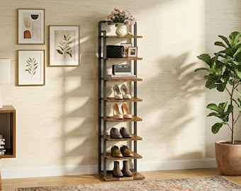 Wooden Multi Tier Shoe Rack | Vertical Shoe Rack | Entryway Shoe Rack | Modern Shoe Rack | Tall Shoe Rack | Shoe Tower | Shoe Organizer